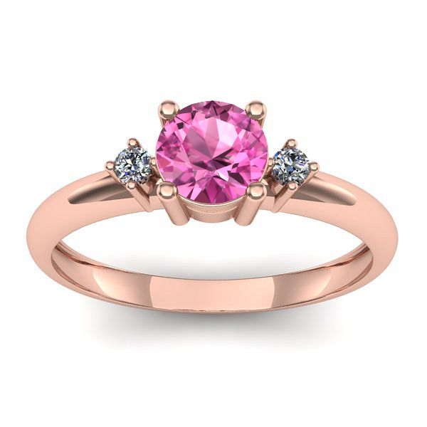 Inel de logodna cu safir roz rotund
