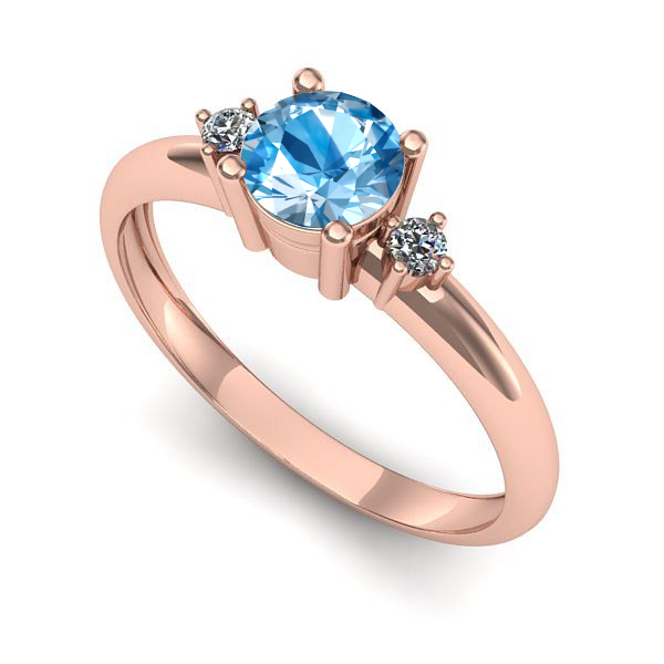 Inel logodna din aur roz cu topaz blue