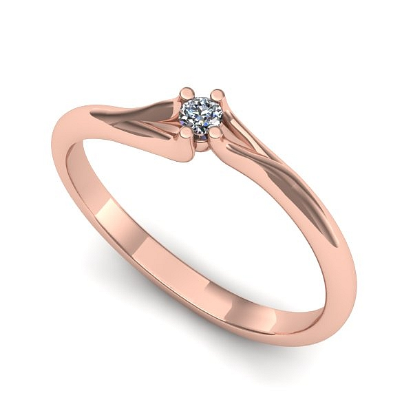 Inel de logodna din aur roz cu diamant