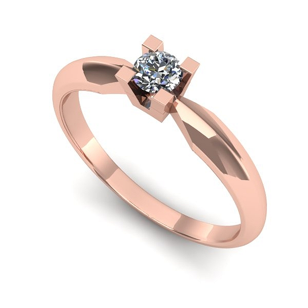Inel logodna din aur roz cu diamant