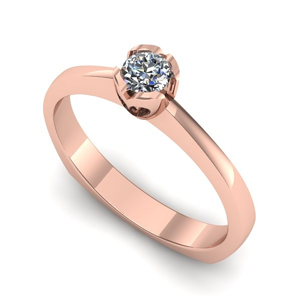 Inel de logodna din aur roz cu diamant