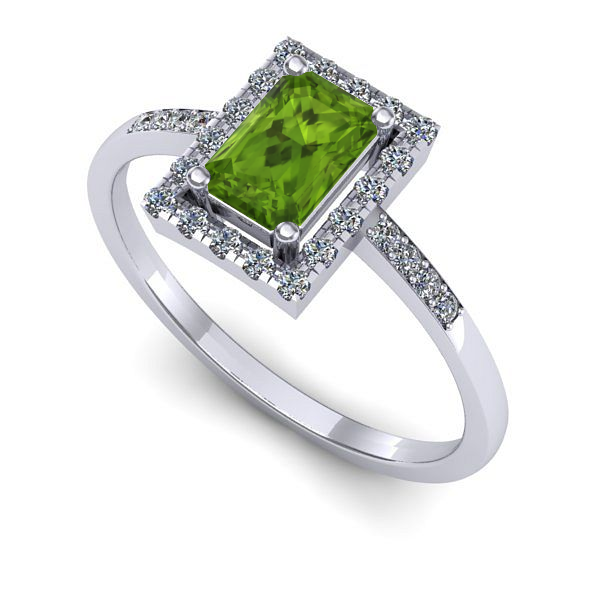 Inel logodna din aur alb cu peridot