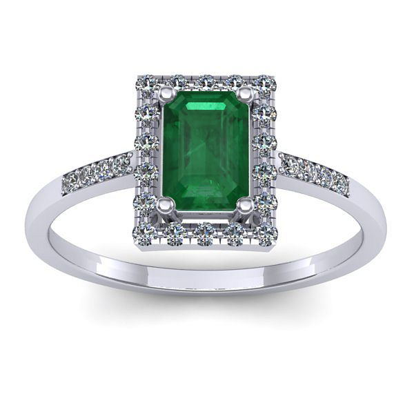 Inel logodna cu smarald dreptunghiular