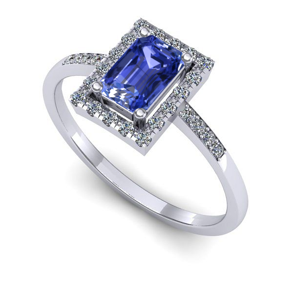 Inel de logodna din aur alb cu tanzanit