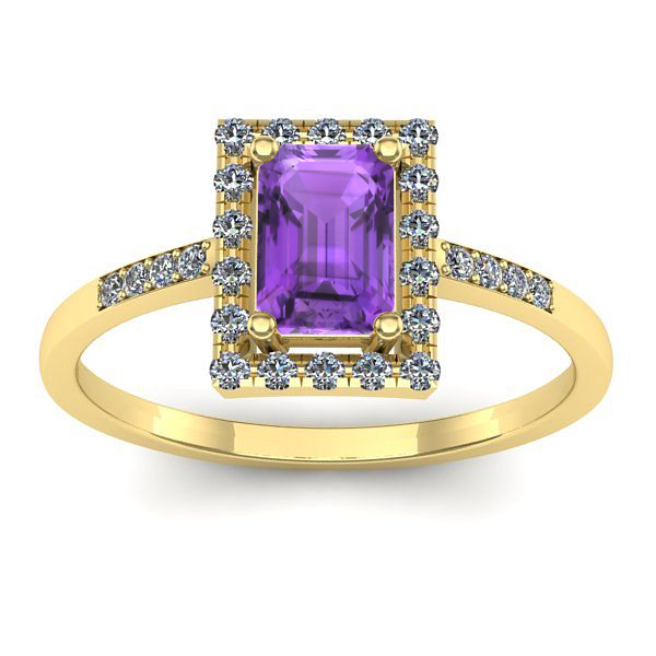 Inel logodna cu ametist dreptunghiular