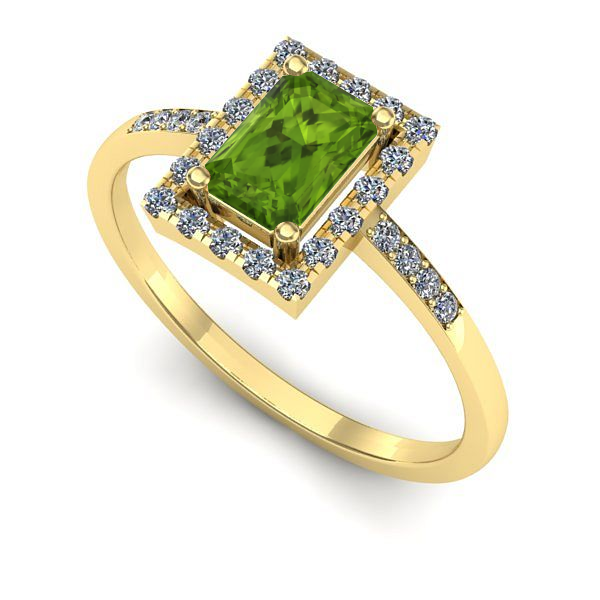 Inel logodna din aur galben cu peridot