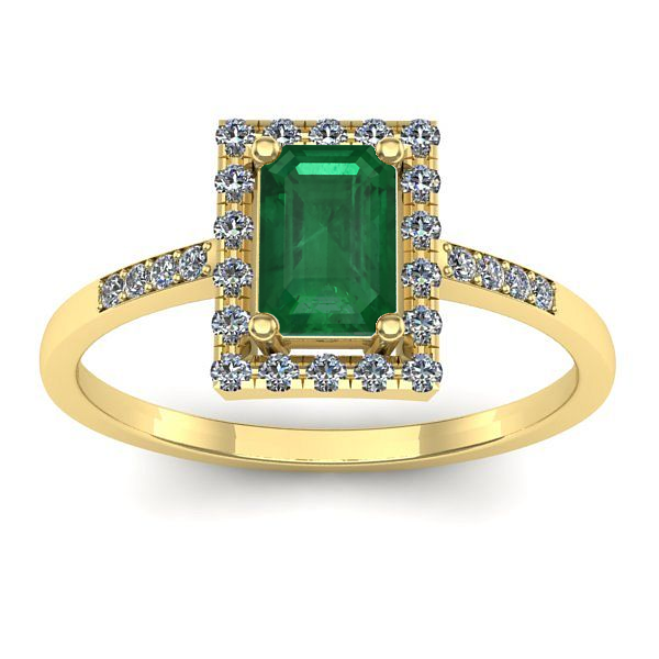 Inel logodna cu smarald dreptunghiular