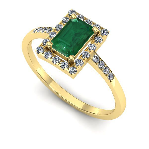 Inel de logodna din aur galben cu smarald