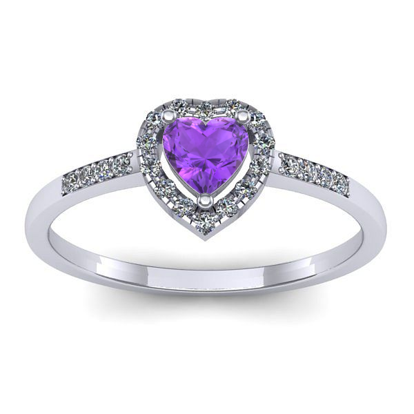 Inel cu ametist inima