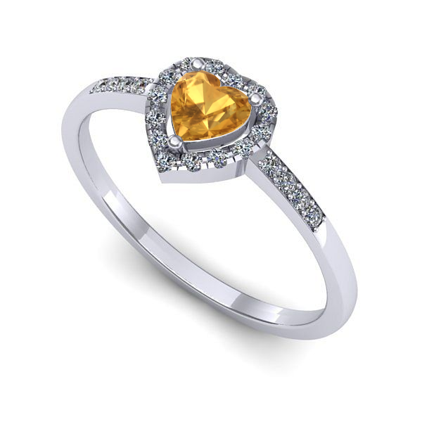 Inel de logodna din aur alb cu citrin