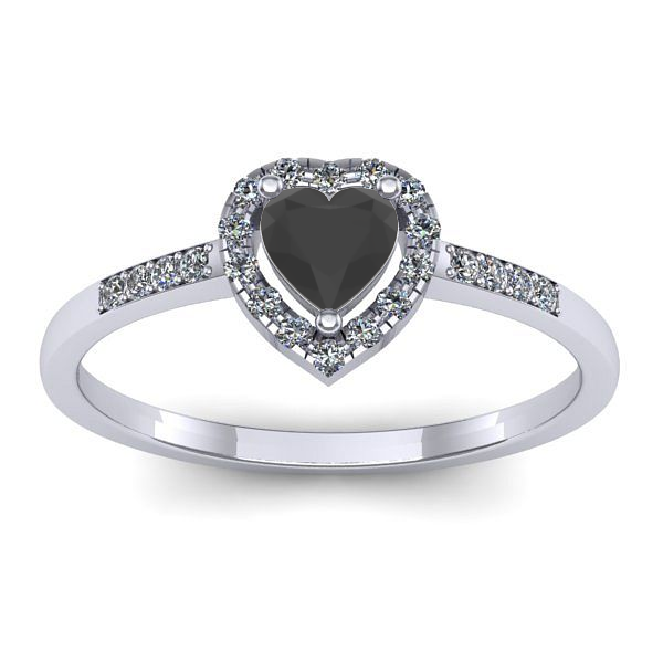 Inel cu diamant negru inima