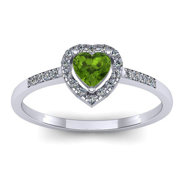 Inel de logodna cu peridot inima