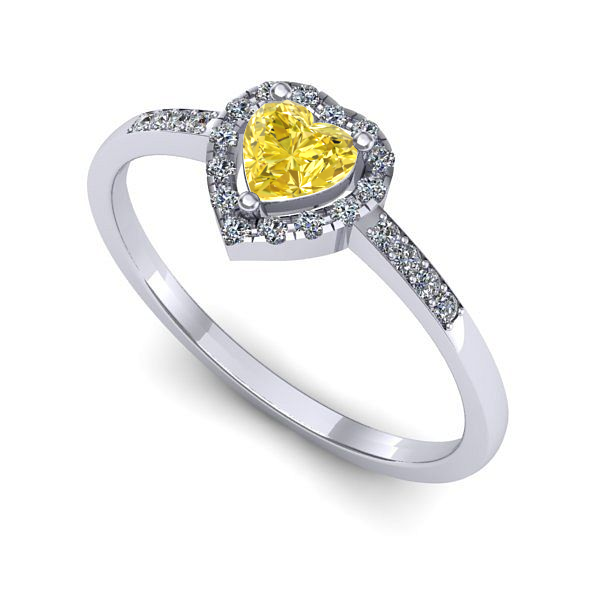 Inel logodna din aur alb cu safir galben