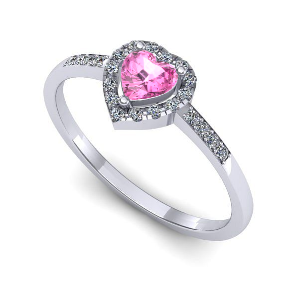 Inel logodna din aur alb cu safir roz