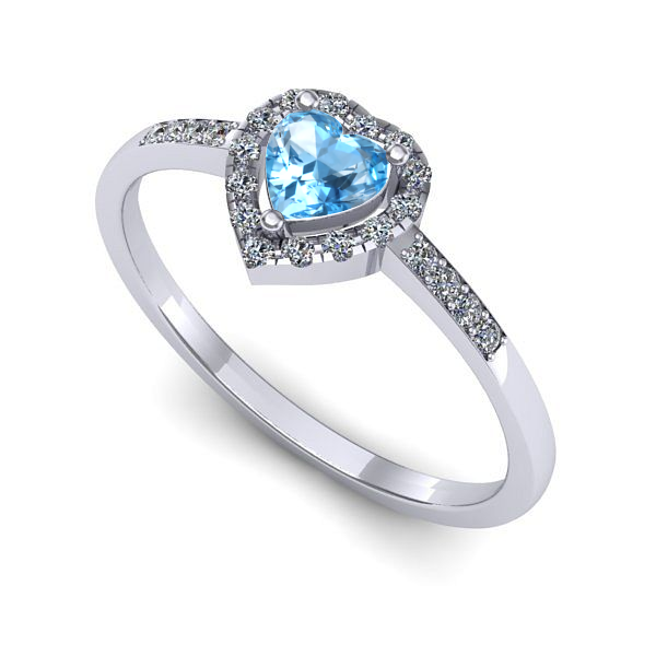 Inel din aur alb cu topaz blue