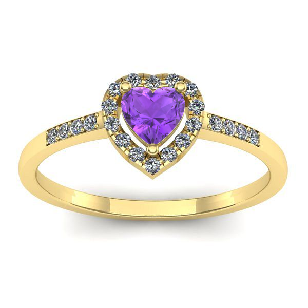 Inel cu ametist inima