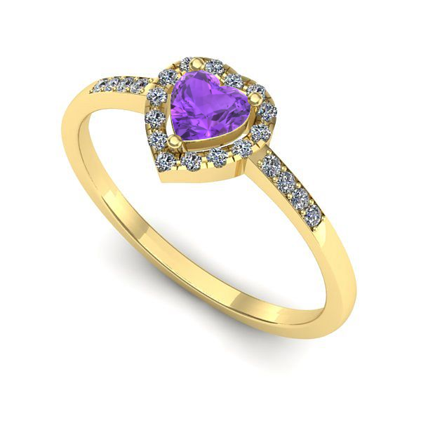 Inel de logodna din aur galben cu ametist