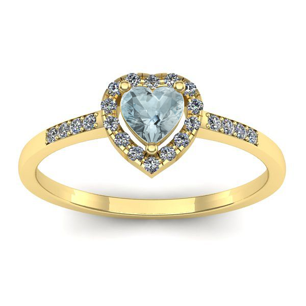 Inel logodna cu aquamarin inima