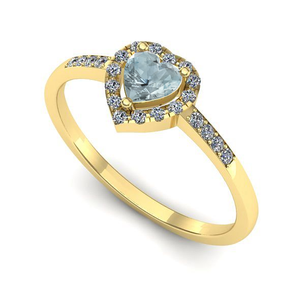 Inel de logodna din aur galben cu aquamarin