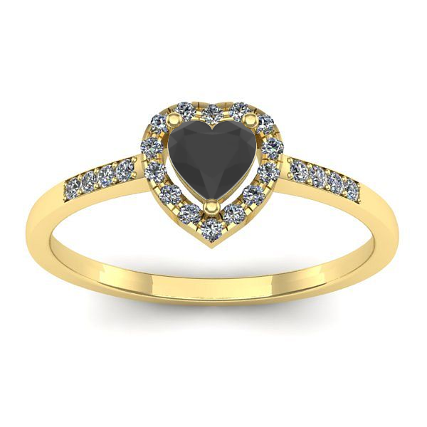 Inel de logodna cu diamant negru inima