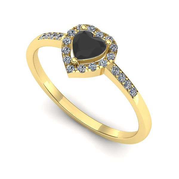 Inel de logodna din aur galben cu diamant negru