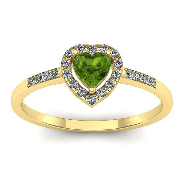 Inel de logodna cu peridot inima