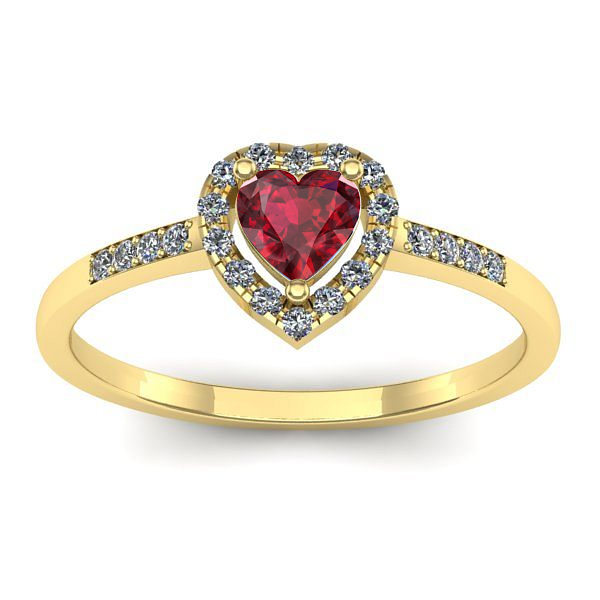 Inel cu rubin inima