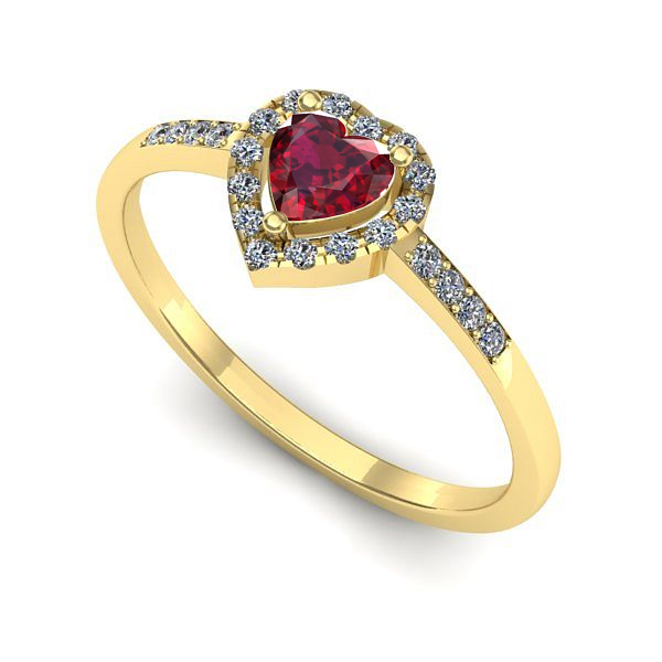 Inel logodna din aur galben cu rubin