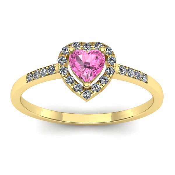 Inel cu safir roz inima