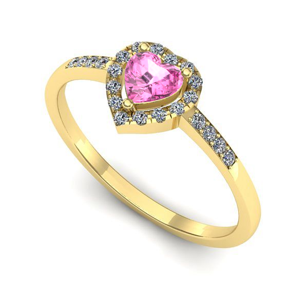 Inel logodna din aur galben cu safir roz