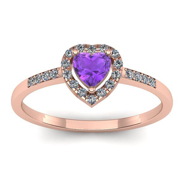 Inel cu ametist inima