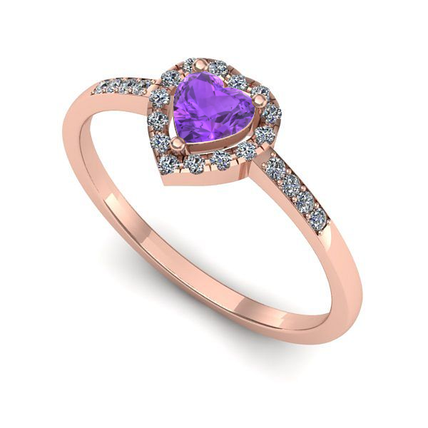 Inel din aur roz cu ametist
