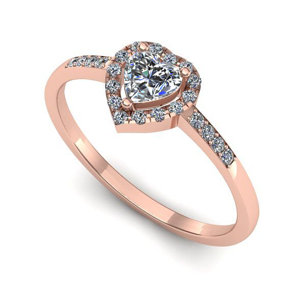 Inel din aur roz cu diamant