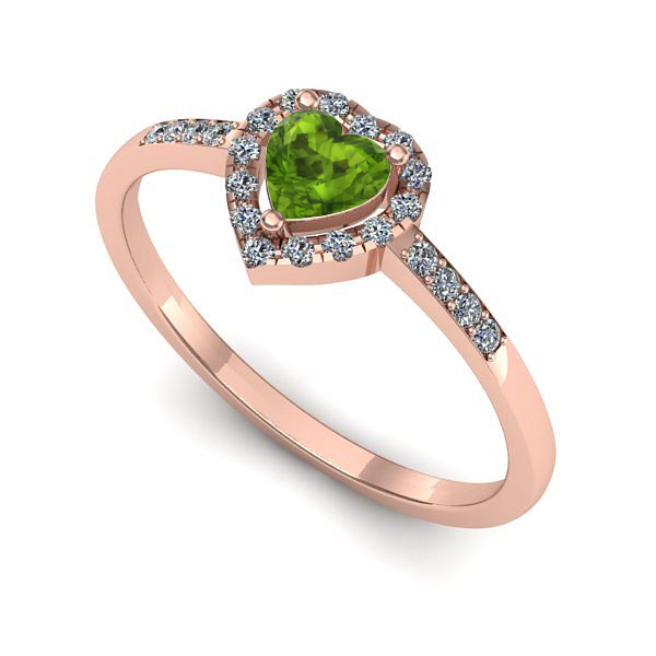 Inel de logodna din aur roz cu peridot