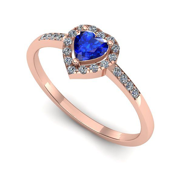 Inel logodna din aur roz cu safir