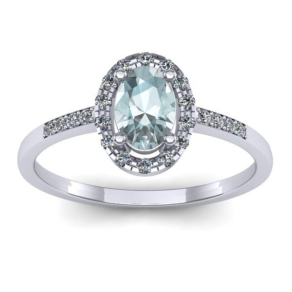 Inel cu aquamarin oval