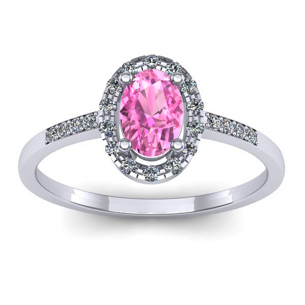 Inel cu safir roz oval