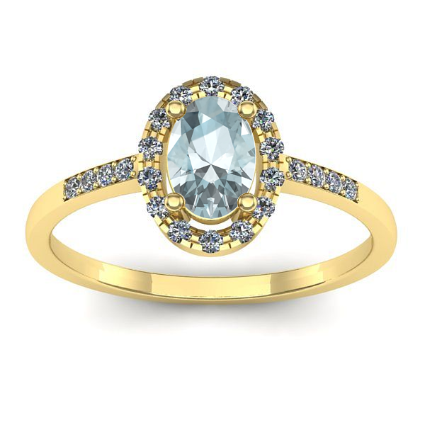 Inel de logodna cu aquamarin oval