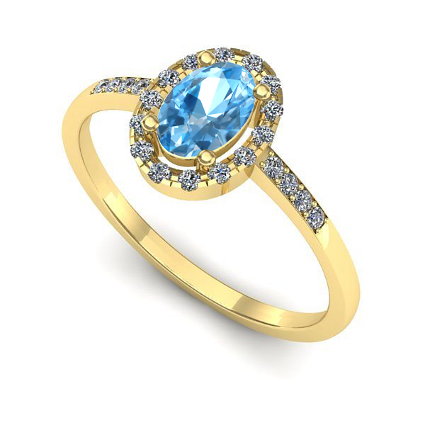 Inel din aur galben cu topaz blue