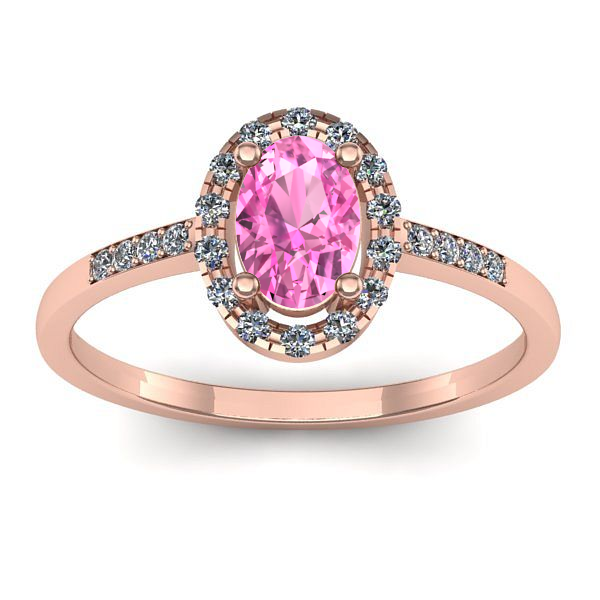Inel cu safir roz oval