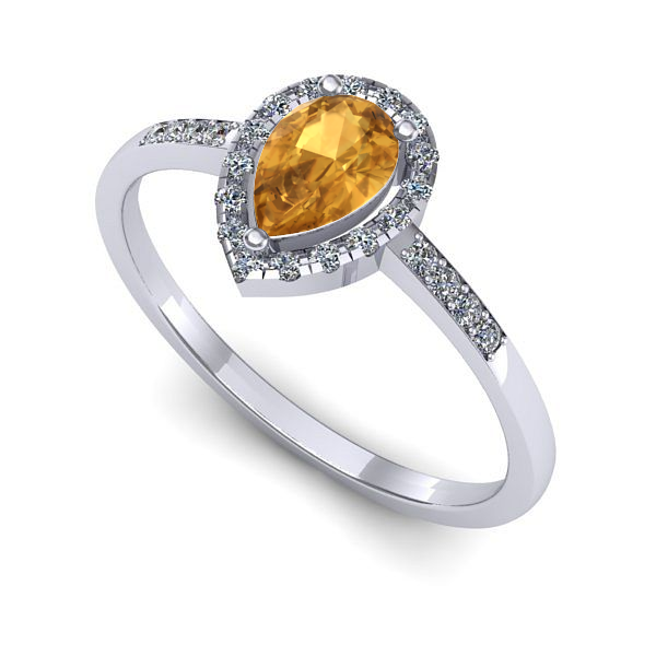 Inel de logodna din aur alb cu citrin
