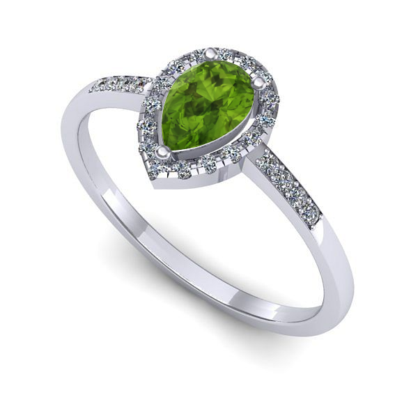 Inel din aur alb cu peridot