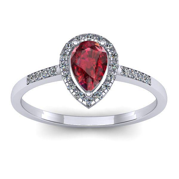 Inel logodna cu rubin lacrima