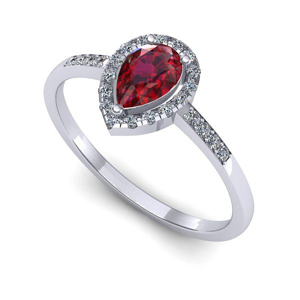 Inel logodna din aur alb cu rubin