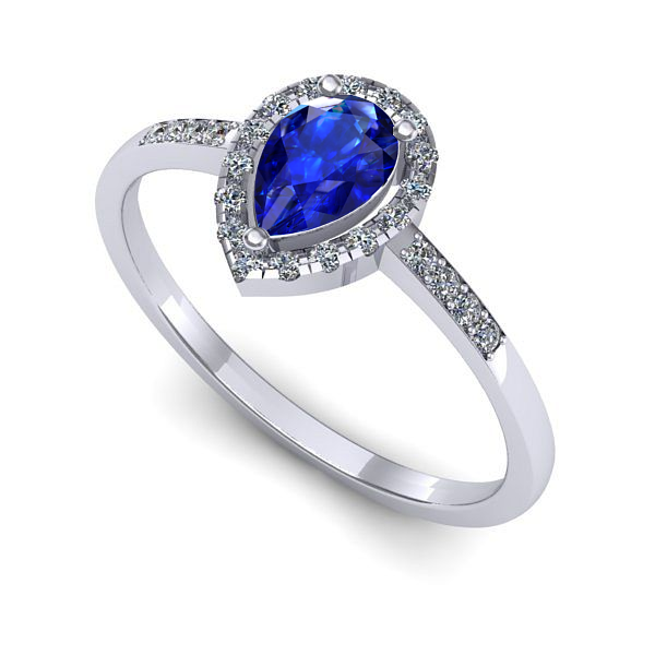 Inel logodna din aur alb cu safir