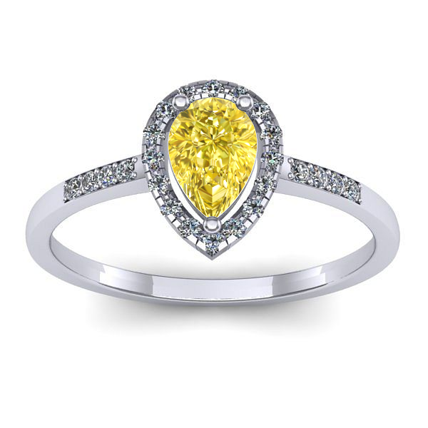 Inel logodna cu safir galben lacrima