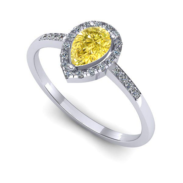 Inel logodna din aur alb cu safir galben