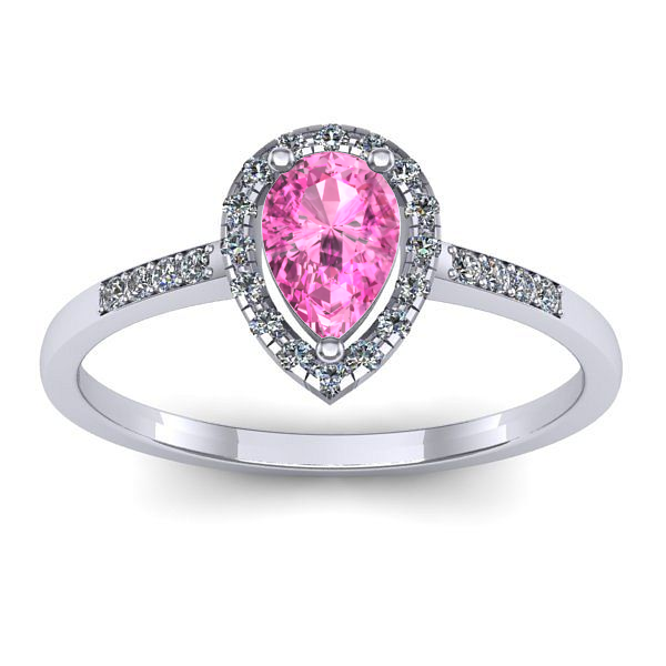 Inel logodna cu safir roz lacrima