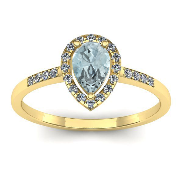 Inel logodna cu aquamarin lacrima