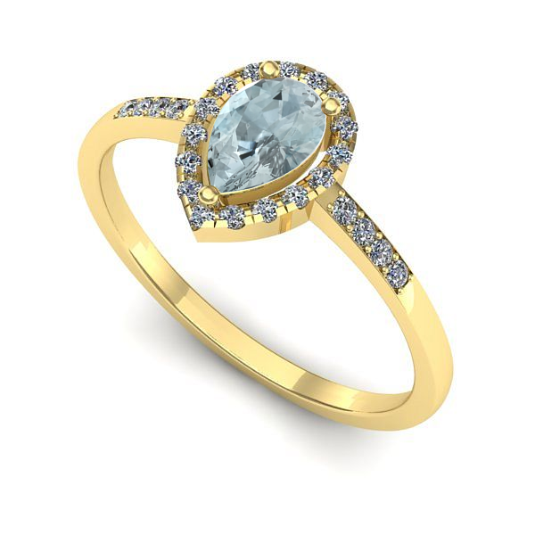Inel de logodna din aur galben cu aquamarin